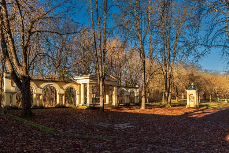 Sevenchapels and Friary in Vác. Seven chapels are seven stations of shrine of Holy Mary around the chapel.