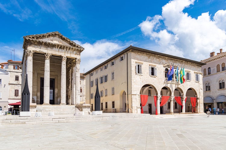 Photo of the iconic Temple of Augustus in the city of Pula, Croatia.