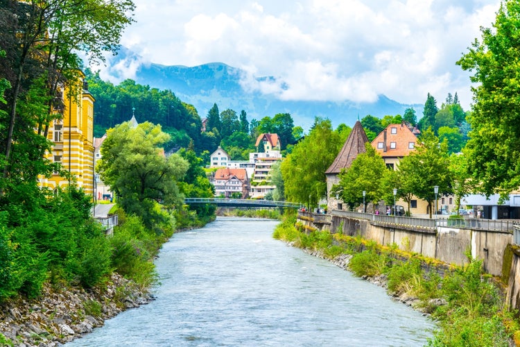 photo of River Rhein passing through the Austrian town Feldkirch on the way to Bodensee.