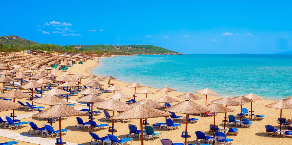 photo of Ammolofoi beach near Nea Irakleitsa, Kavala, Greece, Europe. Nice sand and clear water.