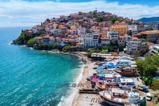 photo of an aerial landscape with panoramic view of Veria a historic town, Greece.