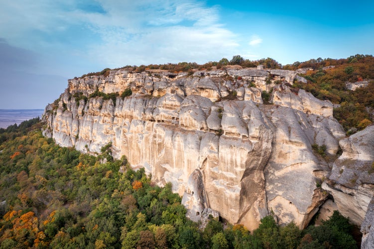 Photo of amazing cliffs in National Historical and Archaeological Reserve Madara, Shumen, Bulgaria.