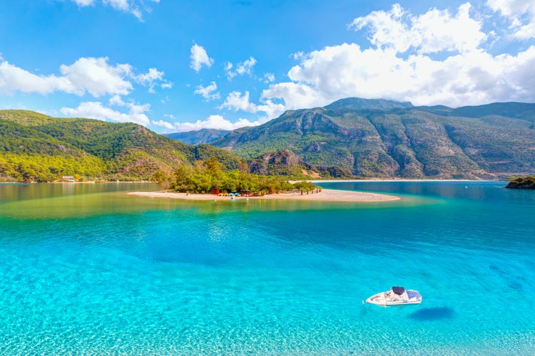 Photo of Oludeniz beach and blue lagoon, best beaches in Mediterranean ,Fethiye, Turkey.