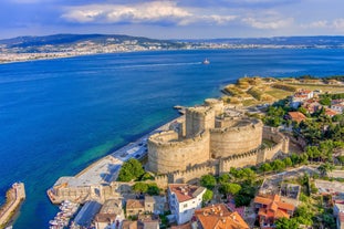 road landscape in the city. Turkey travel in summer. Highway view in beautiful city. Car driving on the road in city. Travel view in asian cities. Highway landscape in summer. Bursa, Turkey.