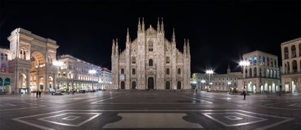 High dynamic range (HDR) Aerial view of the city of Milan, Italy.