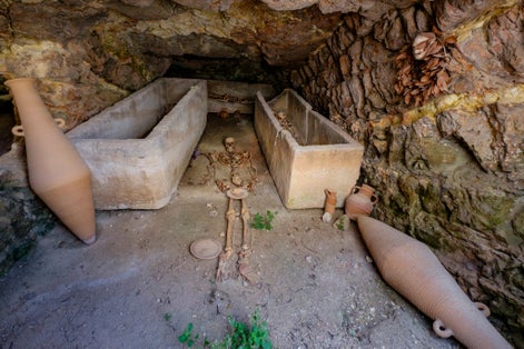 photo of hypogeum, Punic Necropolis of Puig des Molins, Archaeological Museum of Ibiza and Formentera, World Heritage Site "Ibiza, biodiversity and culture", Ibiza, Balearic Islands, Spain.