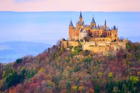 Photo of aerial panoramic view of Hohes Schloss Fussen or Gothic High Castle of the Bishops and St. Mang Abbey monastery in Fussen, Germany.