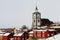 The church in Røros, Norway in snow.