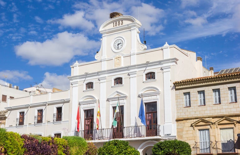 photo  of view of Front facade of the historic town hall in Merida, Spain.