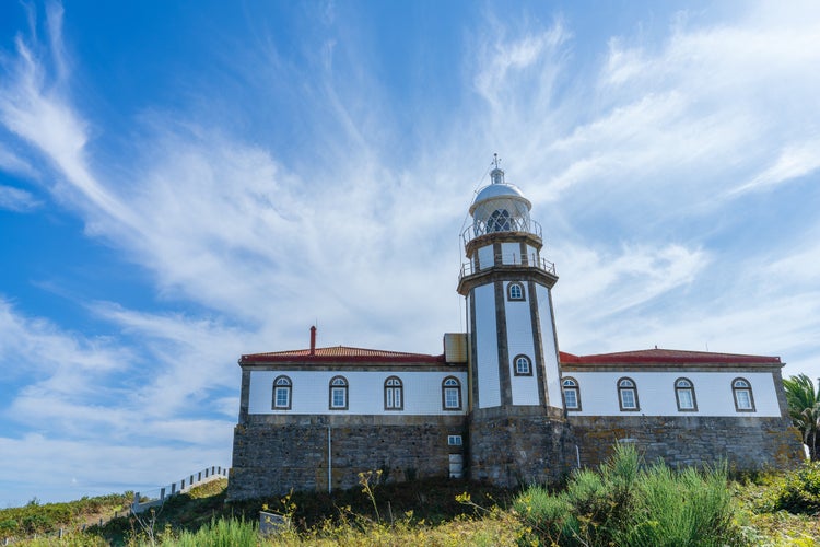 Photo of Ons Island Lighthouse in the province of Pontevedra, in Galicia, Spain.