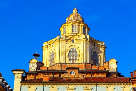 Royal Church of Saint Lawrence in Turin . Real Chiesa di San Lorenzo . Baroque style church in Turin.