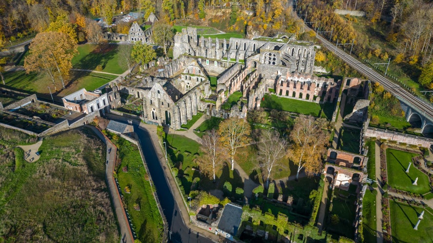 photo of view of Villers Abbey (abbaye de Villers) is an ancient Cistercian abbey located in the town of Villers-la-Ville, in the Walloon Brabant province of Wallonia (Belgium)