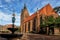 Church on Market place on the Market Square in Hanover in Germany. The church is called Marktkirche. Hannover or Hannover is a city in Lower Saxony of Germany.