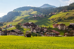 photo of panoramic view of Val Gardena in Italy.