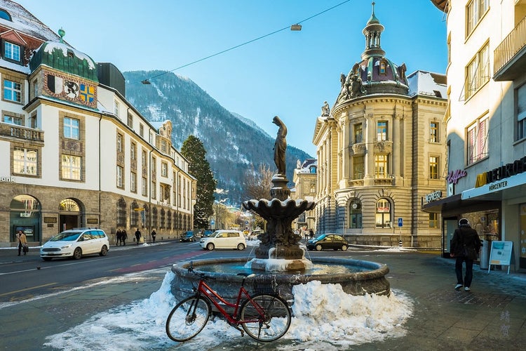 CHUR, SWITZERLAND : City center of the Old City of Chur. Chur is capital of Graubunden in Switzerland. The city is the oldest one in Switzerland