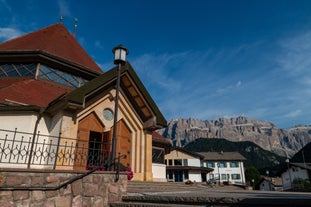 photo of panoramic view of Val Gardena in Italy.