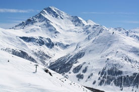 photo of panoramic view of Sestriere village from above, famous ski resort in the Italian western Alps, Piedmont, Italy.