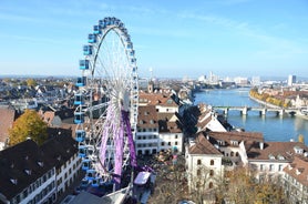 Bern, Switzerland. View of the old city center and Nydeggbrucke bridge over river Aare.