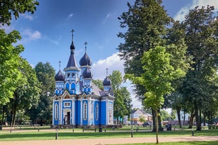 Panorama of Kaunas from Aleksotas hill, Lithuania.