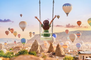 Photo of Cappadocia that is known around the world as one of the best places to fly with hot air balloons. Goreme, Cappadocia, Turkey.