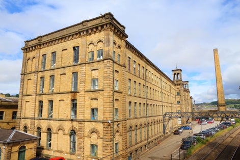 Photo of Salts Mill in the Victorian industrial village of Saltaire in West Yorkshire, England.