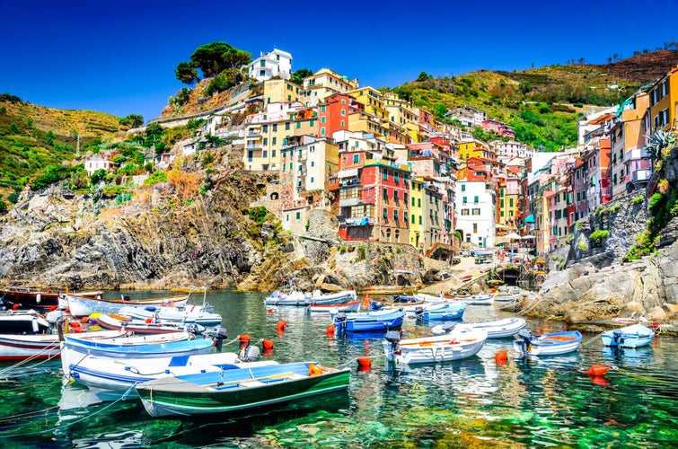 Cinque Terre. Riomaggiore village in a small valley in the Liguria region of Italy.