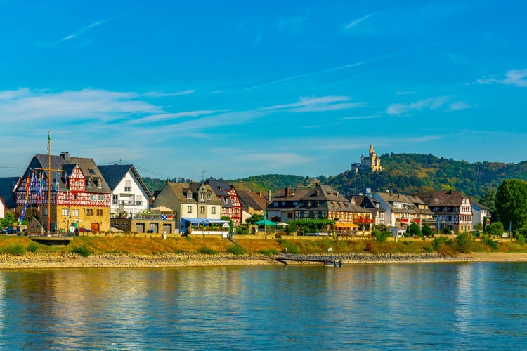 Photo of Marksburg castle viewed behind village Spay in  Braubach ,Germany