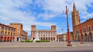 Photo of Cervia's canal, where the Salt Museum is located, with reflections on the water ,Italy.