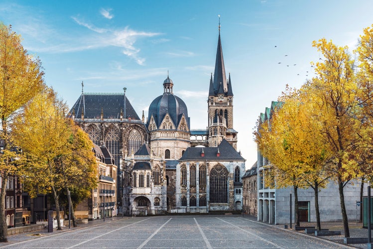 Photo of Huge gothic cathedral in Aachen Germany during autumn on Aachen ,Germany.