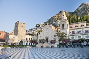 Photo of Isola Bella rocky island in Taormina, Italy.