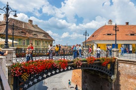 Photo of the Small Square piata mica, the second fortified square in the medieval Upper town of Sibiu city, Romania.