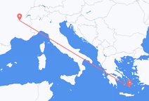 リヨンからサントリーニ島行きのフライト