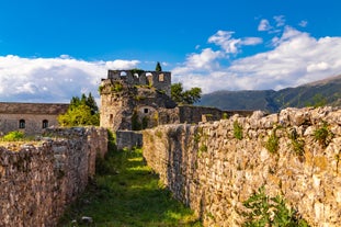 Photo of Medieval tower with a clock ,Trikala Fortress, Central Greece.