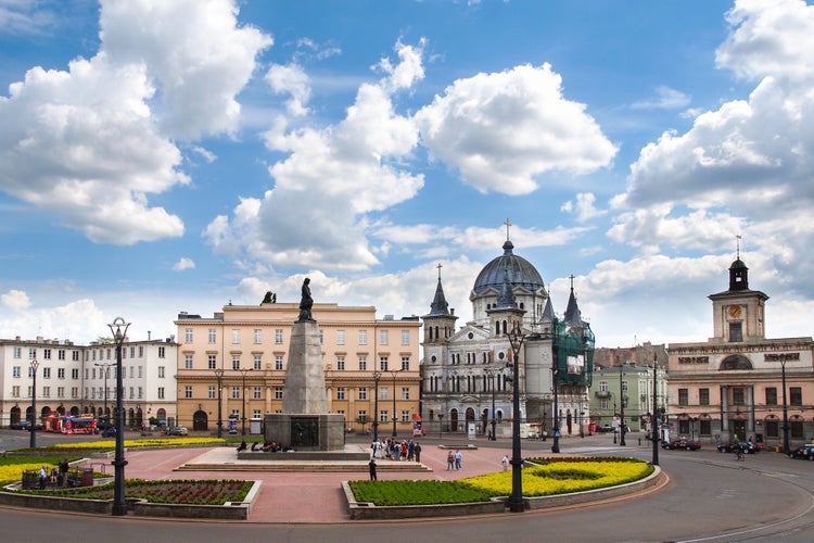 Photo of freedom Square, main square in Lodz, Poland.