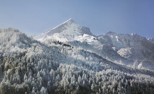 Photo of beautiful winter landscape near Garmisch-Partenkirchen, Bavaria, Germany.