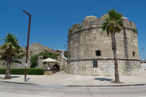 Photo of old castle and venetian tower in Durres city, Albania.