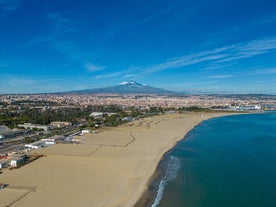 Photo of Port of Catania, Sicily. Mount Etna in the background.