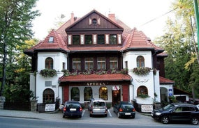 Photo of old wooden Norwegian temple Wang in Karpacz, Poland.