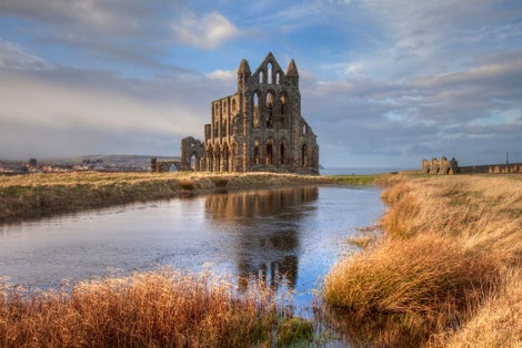 Photo of Whitby Abbey on the North Yorkshire coast England UK.