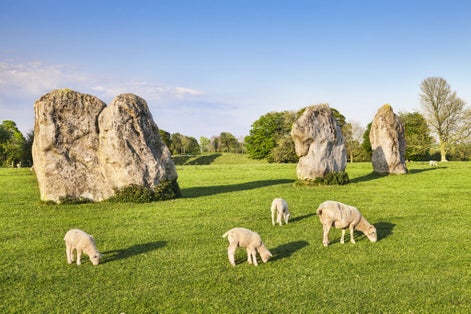 Photo of Part of the stone circle at Avebury Great Henge, a UNESCO world heritage site dating back 5000 years, in Wiltshire, England.