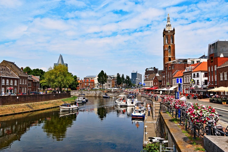 Harbor entrance to the center in Roermond, the Netherlands