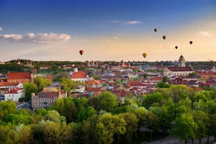 Panorama of Kaunas from Aleksotas hill, Lithuania.