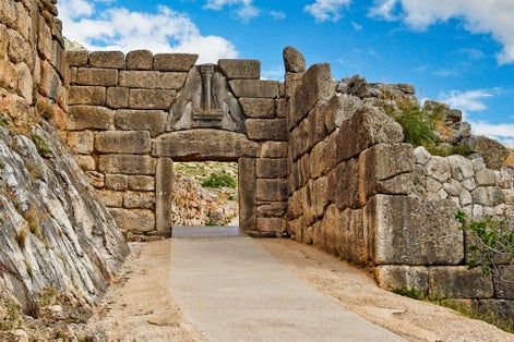 Photo of the road to Lion Gate , Mycenae, Greece.