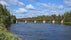 photo of road bridge Lejonströmsbron over the river Skellefteälven in Skelleftea, Sweden.