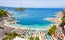 Photo of panoramic aerial view of Ksamil beautiful beach, Albanian Riviera.