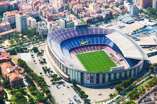 Photo of aerial view of beach and cityscape Salou, Spain.