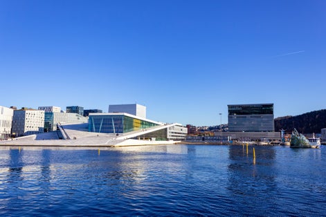 Photo of morning view of Opera house in Oslo, Norway.