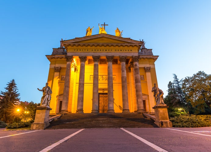 Eger Basilica at night, Hungary