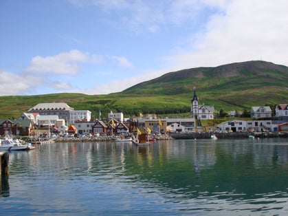 Húsavík city, from the sea