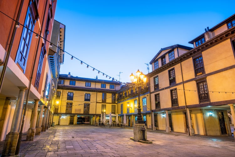 photo of view of Trascorrales Square, beautiful and famous place in old town of Oviedo city, Asturias, Spai.